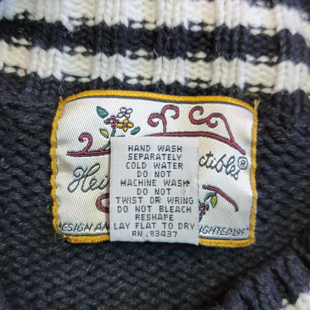 Heirloom Collectibles Vintage Fair Isle Nordic Crew Neck Sweater Black White M - Picture 12 of 13